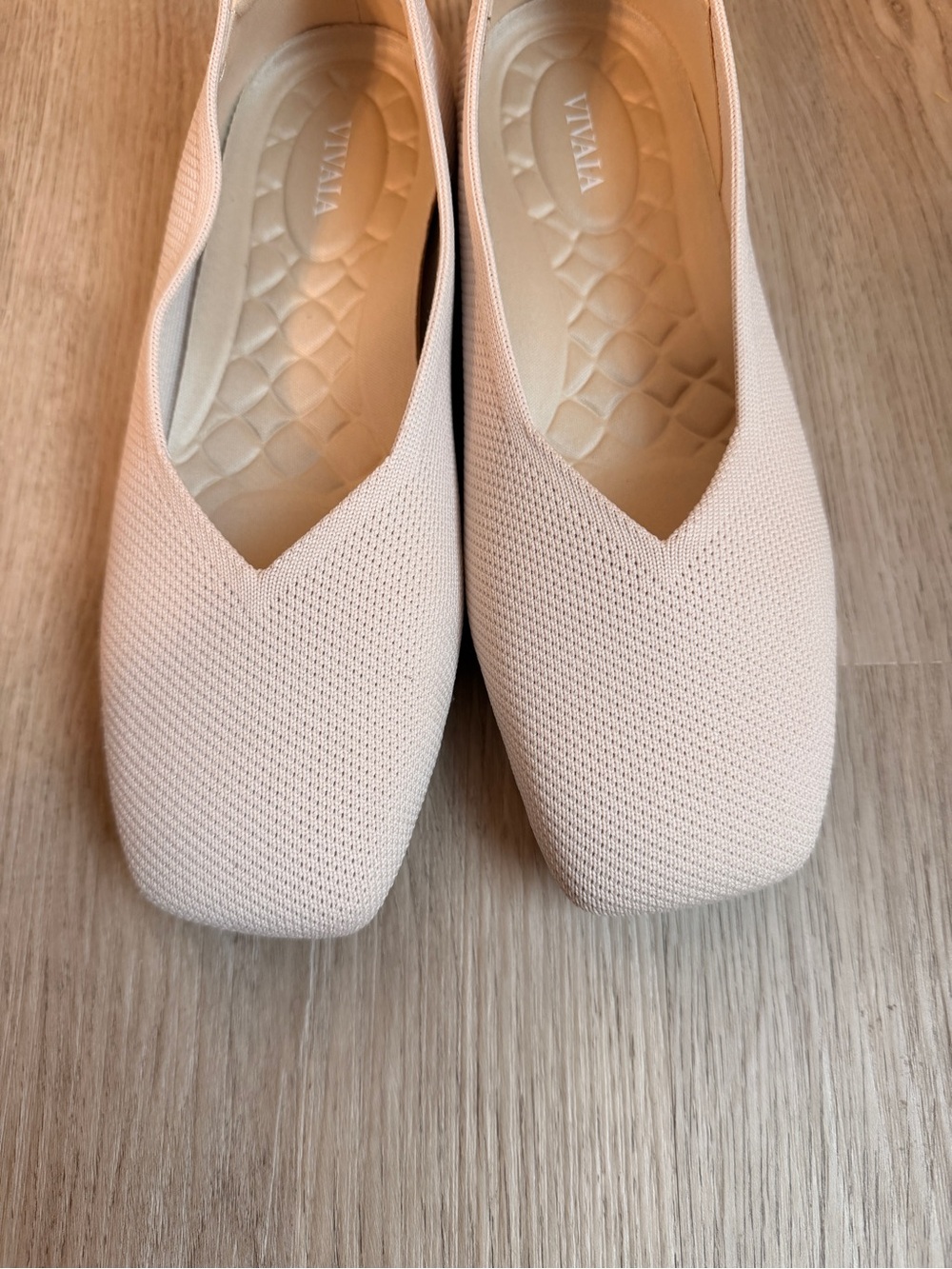 VIVAIA cream Knit Slip-On Flats
